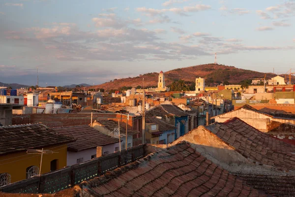 View from roof on the street in Trinidad at sunset, Cuba. — Stock Photo, Image