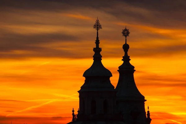 Saint Nicholas church in Prague at sunset — Stock Photo, Image