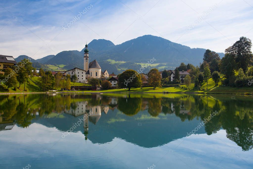 Reflection on the lake in Reith, Austria