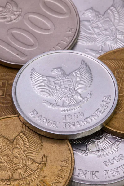 Indonesian rupiah  coins on the table. — Stock Photo, Image