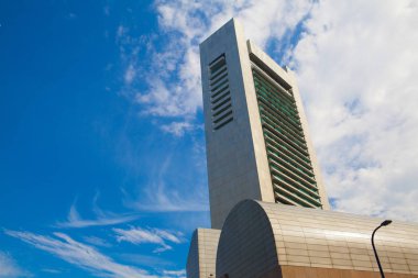 Boston finans bölgesi günbatımında gösterilen manzarası. ABD