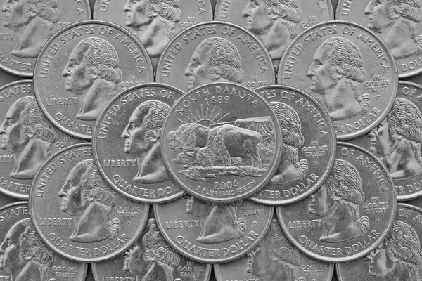 North Dakota State and coins of USA. — Stock Photo, Image