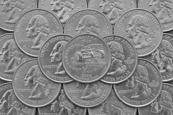 Штату Індіана і монети США. — стокове фото