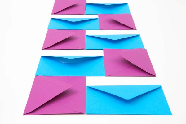 Different colored envelopes on the table — Stock Photo, Image