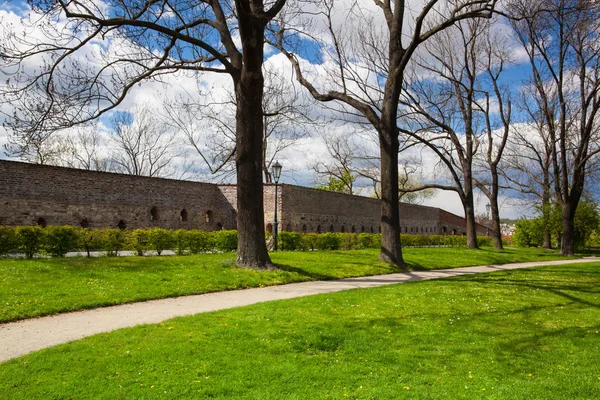 Public park on  Vysehrad in spring. Prague, Czech Republic — Stock Photo, Image