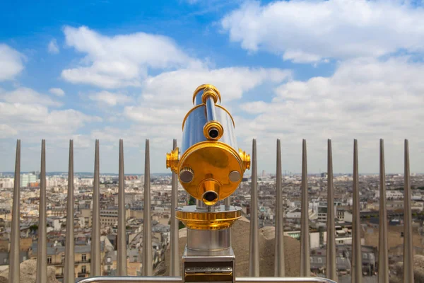 Vista do Arco do Triunfo e telescópio turístico em Paris , — Fotografia de Stock