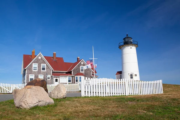 Światło punktowe Nobska jest latarni znajduje się na Cape Cod, Stany Zjednoczone Ameryki — Zdjęcie stockowe