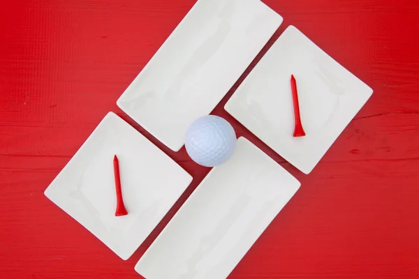 Keramické misky pro sushi a golfové vybavení — Stock fotografie