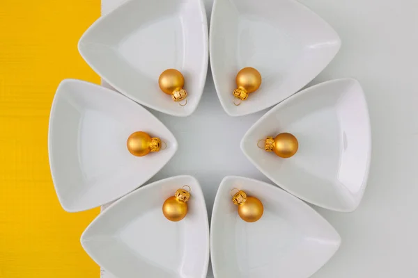 Ceramic bowls for sushi food and Christmas decoration — Stock Photo, Image