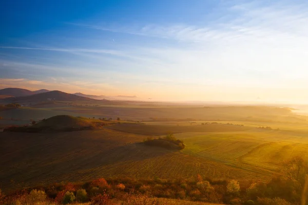 Mistige Ochtend Herfst Van Centrale Boheemse Highlands Tsjechië — Stockfoto