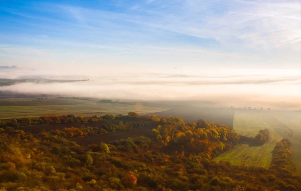Туманний Ранковий Восени Нагір Центрі Богемний Чеська Республіка — стокове фото