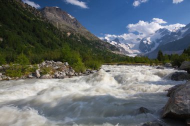 Morteratsch buzul Vadisi İsviçre dağ manzarası 