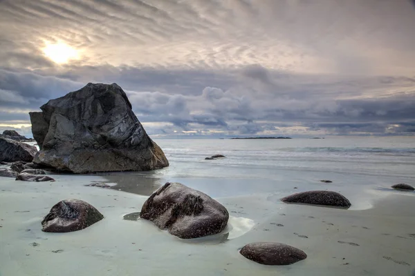 Bela vista para a praia de Eggum, Noruega — Fotografia de Stock