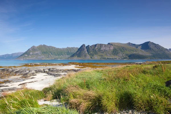 Pe coasta din Gimsoysand, Norvegia — Fotografie, imagine de stoc