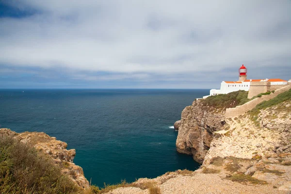 Faro de Cabo de Sao Vicente, Sagres, Algarve, Portugal . — Foto de Stock