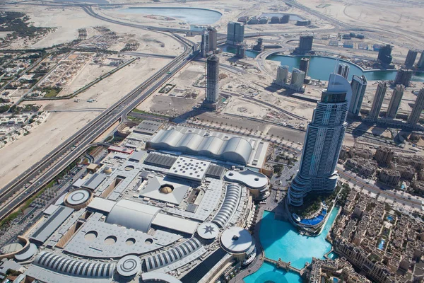The top view on Dubai downtown from the tallest building in the — Stock Photo, Image