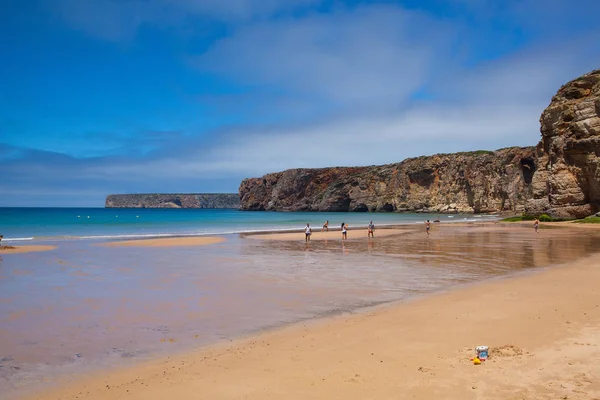 Sintra Portugalia Lipca 2014 Wysokiej Niebezpieczeństwo Skały Plaży Słynnego Surfingu — Zdjęcie stockowe