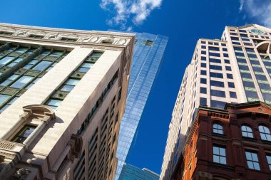 Boston gökdelenler, Massachusetts, ABD görünümünü havaya doğru akşam