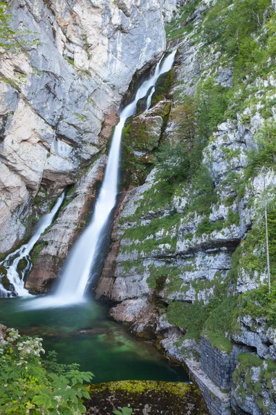 Cascada de Savica, Lago Bohinj, Eslovenia . — Foto de Stock