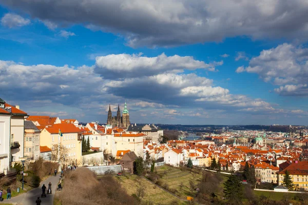 Praga Czechy Marca 2015 Panorama Pragi Wiosnę Widok Tarasu Klasztor — Zdjęcie stockowe