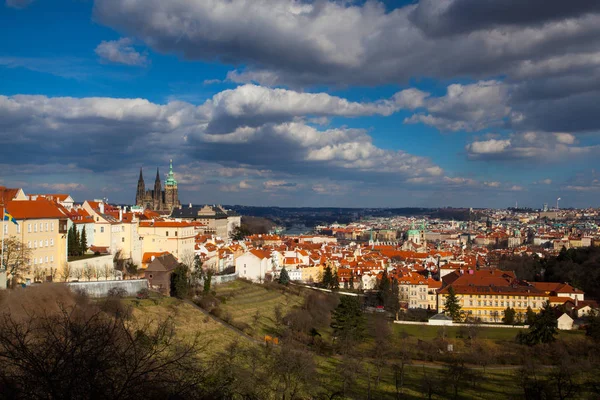 Прага Чехия Марта 2015 Панорама Праги Весной Вид Террасы Страховского — стоковое фото