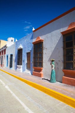 Tipik koloni Campeche, Meksika sokak. 