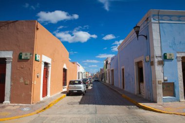 Tipik koloni Campeche, Meksika sokak. 