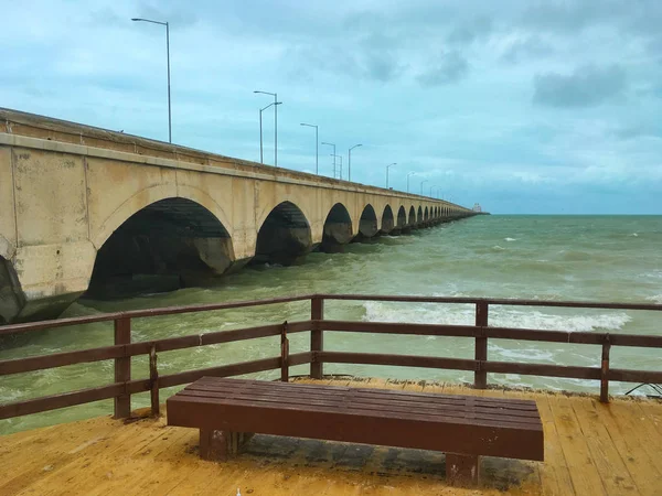 Najdłuższe Molo Świecie Portu Miasta Progreso Meksykańskim Stanie Yucatan Meksyk — Zdjęcie stockowe