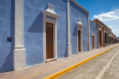 Tipik koloni Campeche, Meksika sokak. 