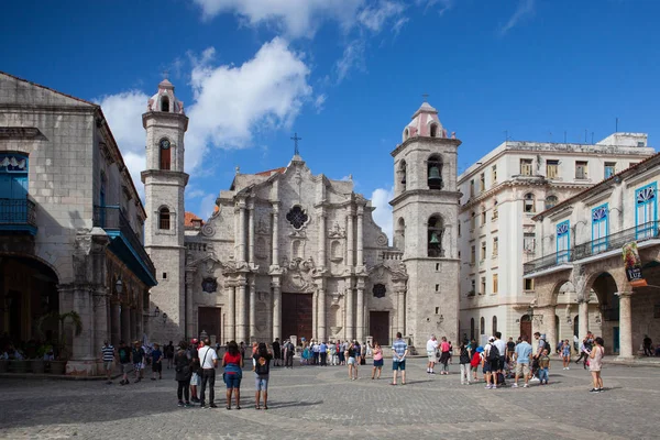 Havanna Kuba Januari 2017 Cathedral Square Fem Viktigaste Torgen Gamla — Stockfoto