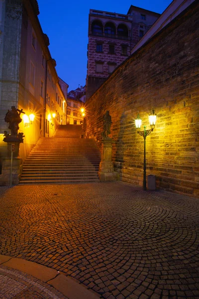 Empty street  next to Prague Castle, in the morning, Prague, Cze — Stock Photo, Image