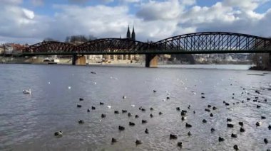 Çek Cumhuriyeti, Prag 'da dramatik bir akşamda Vysehrad kalesine bakın. Vyehrad Prag şehrinde bulunan tarihi bir kaledir. Muhtemelen 10. yüzyılda yapılmış..