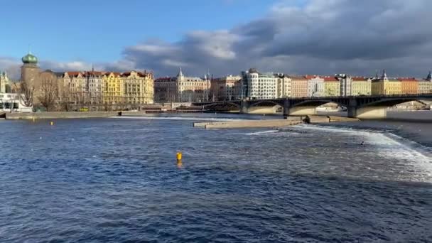Widok Panoramę Pragi Burzy Zimowej Republika Czeska Miejsce Jest Bardzo — Wideo stockowe