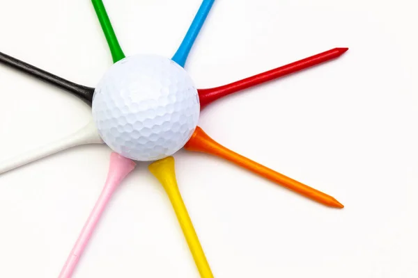 Juego Golf Pelota Con Tees Estrella Compuesta Por Pelota Golf — Foto de Stock