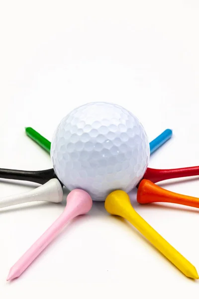 Juego Golf Pelota Con Tees Camisetas Golf Los Colores Del — Foto de Stock