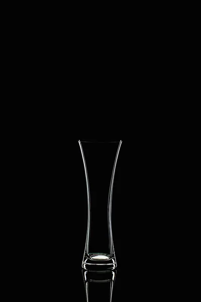 Glass Vase Isolated Black Background Empty Glass Vase Reflection Black — Stock Photo, Image