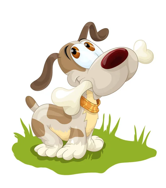 Perro con un hueso — Vector de stock