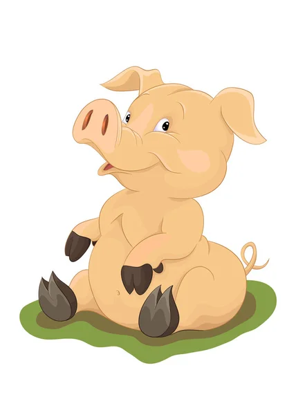 Piggy on the grass — Stock Vector