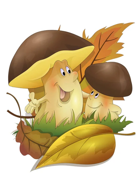 Cogumelos felizes de outono —  Vetores de Stock