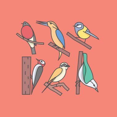 Icon set of birds clipart