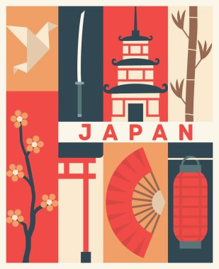 Japonya retro seyahat afiş