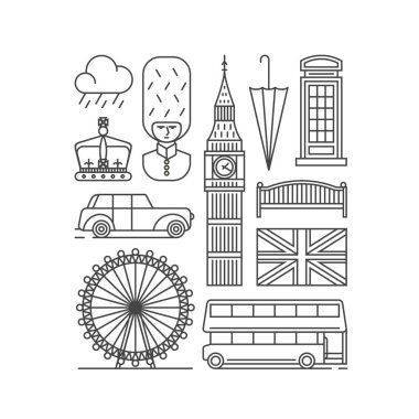 Londra yerlerinden Icons set