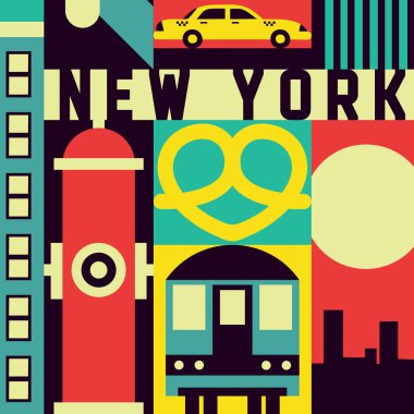 new york retro banner clipart
