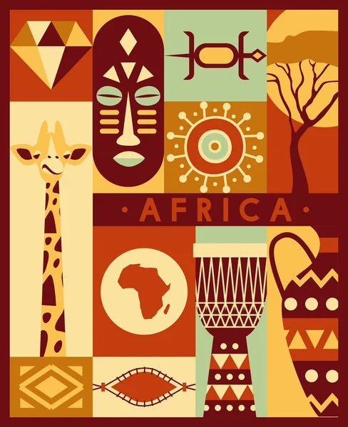 Banner estilo retro africano — Vetor de Stock