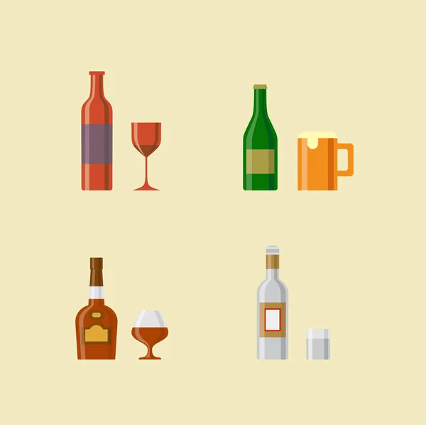 Juego de bebidas alcohólicas — Vector de stock