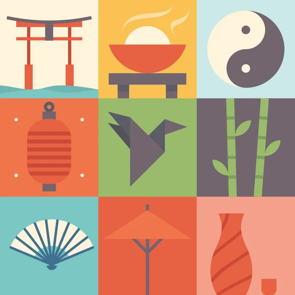 Icon set of Asian culture — стоковый вектор