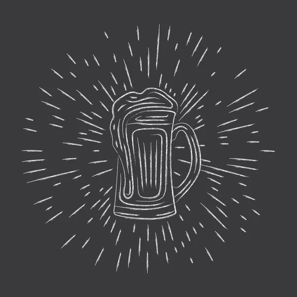 Taza de cerveza dibujada a mano — Vector de stock