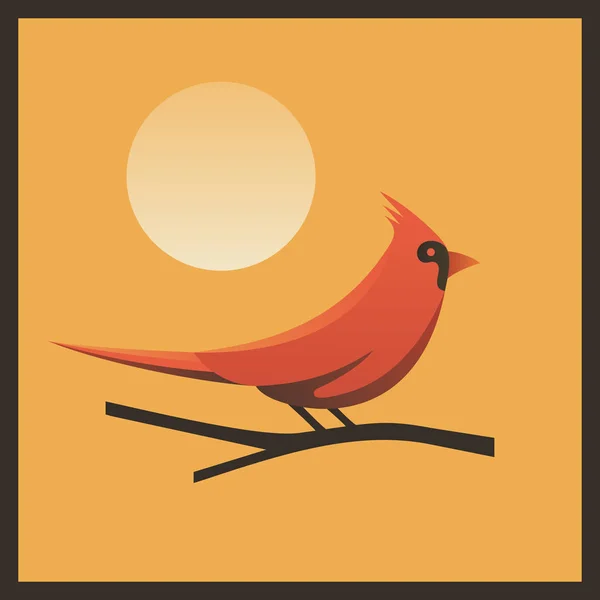 Cardinal rouge et signe du soleil — Image vectorielle