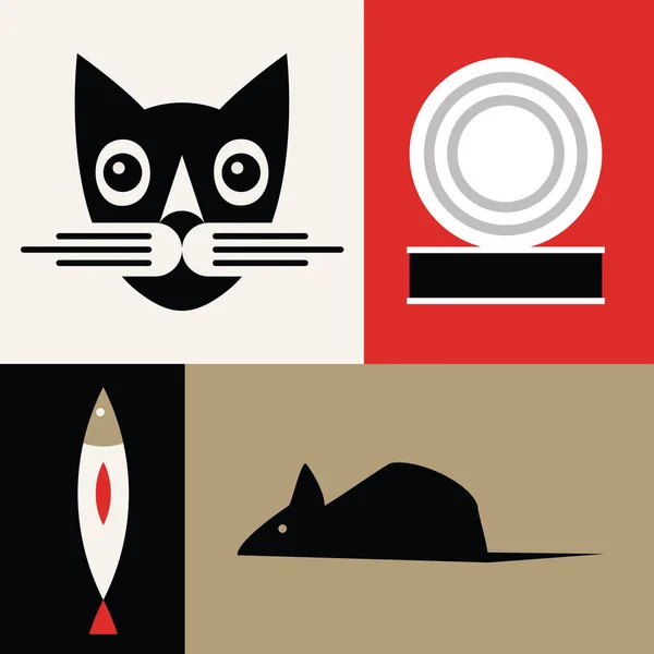 Cat simple icons set — Stock Vector