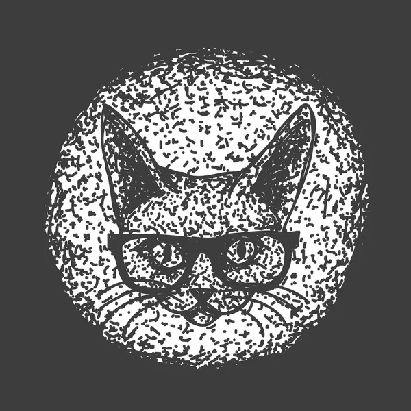 Fekete-fehér macska-ikon — Stock Vector